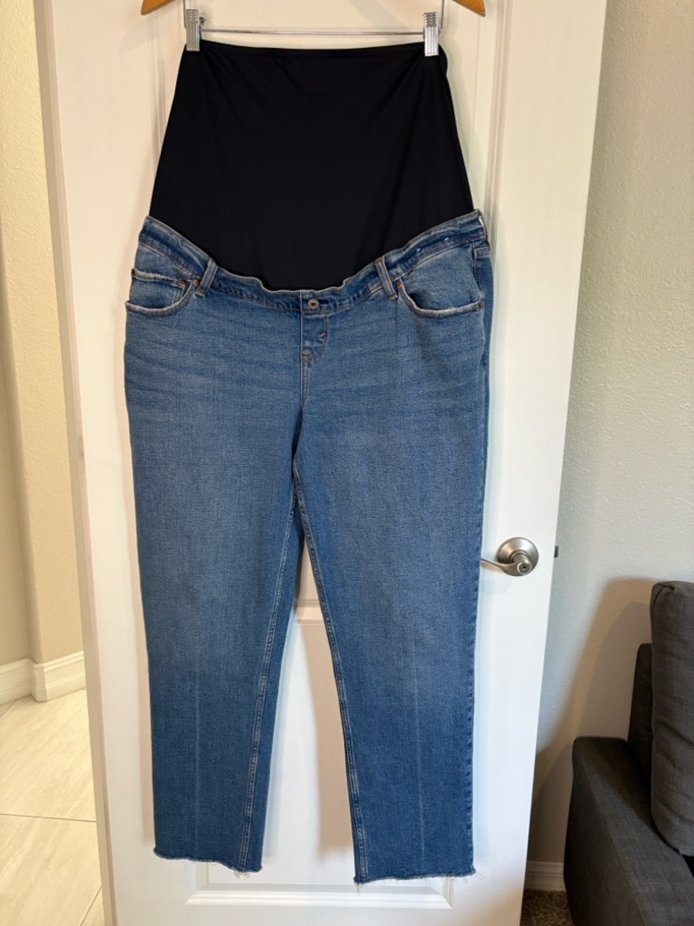 Abercrombie and Fitch The 90s Straight Maternity Jeans Blue Size 34/18 Long - Picture 14 of 14
